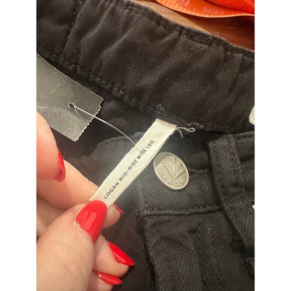 Rag & Bone Logan Mid Rise Wide Leg Black Jeans Size 25 - Picture 5 of 8